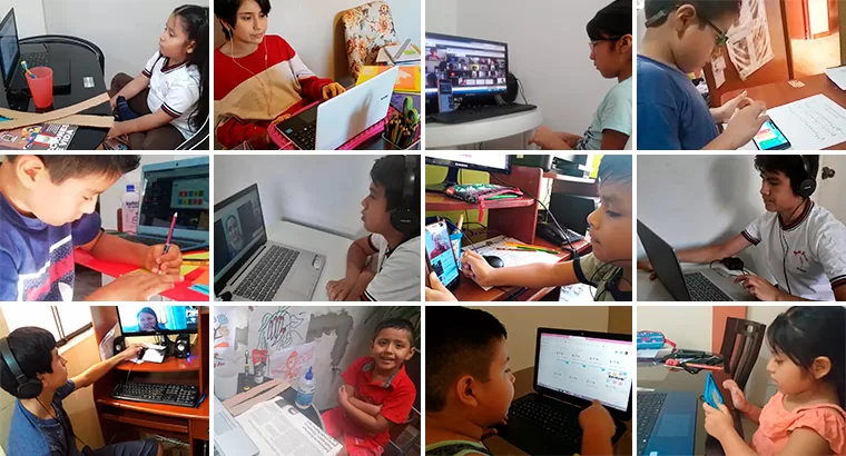 Estudiantes en clases virtuales
